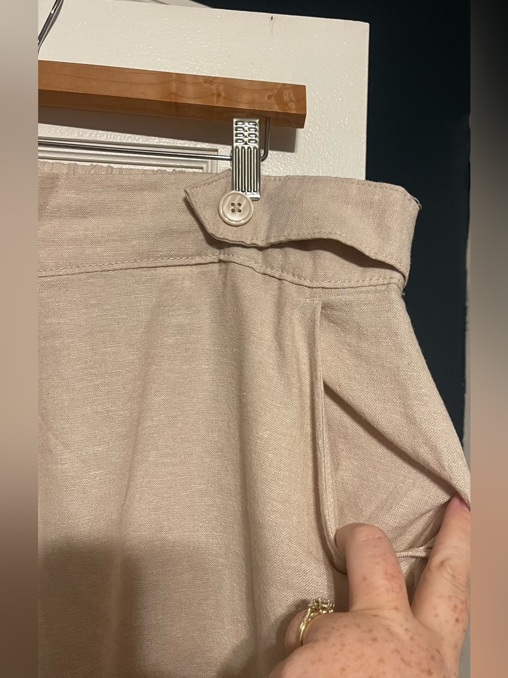 Croft & Borrow Light Beige Straight-Leg Linen Pants - Picture 2 of 4